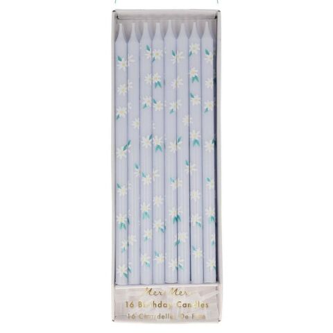 Meri Meri - Tapered Daisy Candles - Papatya Desenli Mumlar