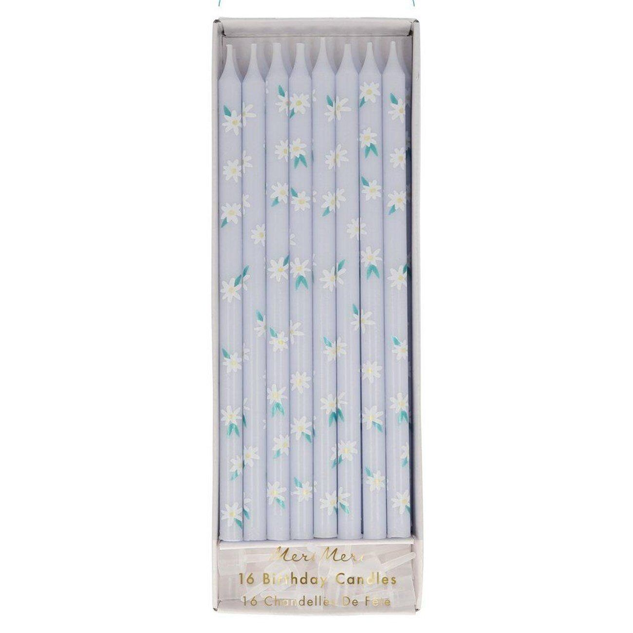 Meri Meri - Tapered Daisy Candles - Papatya Desenli Mumlar
