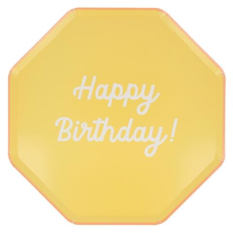 Meri Meri - Happy Birthday Tabaklar - L - 8 Adet