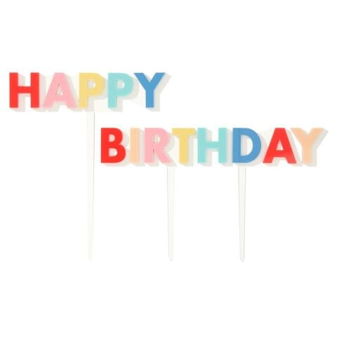 Meri Meri - Happy Birthday Acrylic Cake Toppers - Happy Birthday Akrilik Pasta Süsü