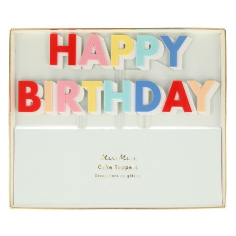 Meri Meri - Happy Birthday Acrylic Cake Toppers - Happy Birthday Akrilik Pasta Süsü