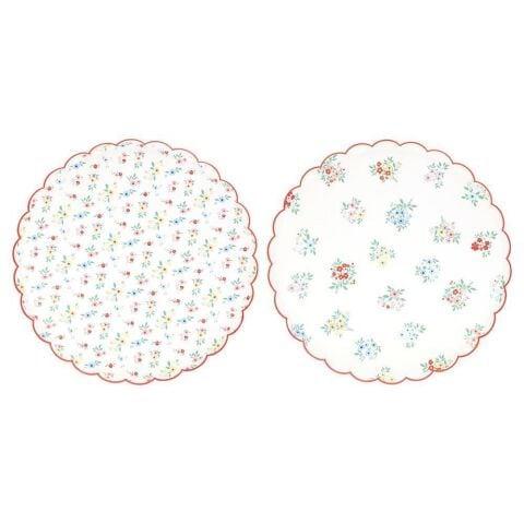 Meri Meri - Ditsy Posy Çiçekli Tabaklar - L - 8 Adet