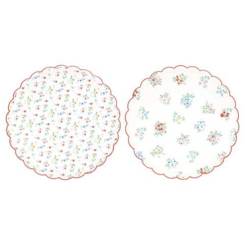 Meri Meri - Ditsy Posy Çiçekli Tabaklar - L - 8 Adet