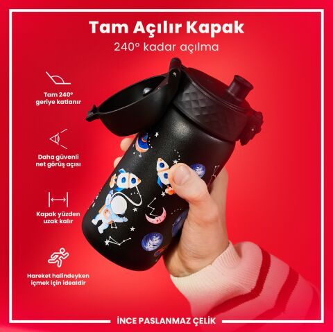 Ion8 - Paslanmaz Çelik Çocuk Suluk - Uzay - 400 ml - Sızdırmaz