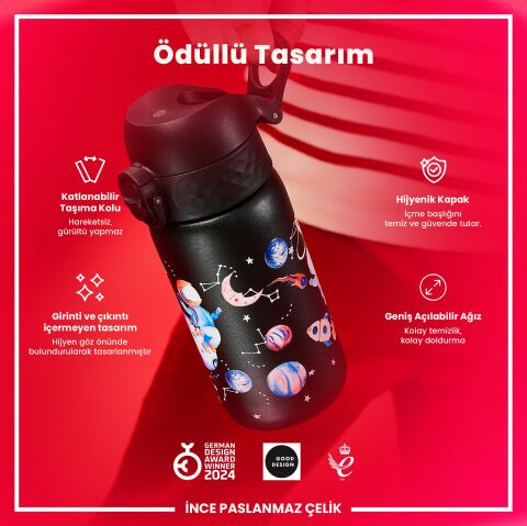 Ion8 - Paslanmaz Çelik Çocuk Suluk - Uzay - 400 ml - Sızdırmaz