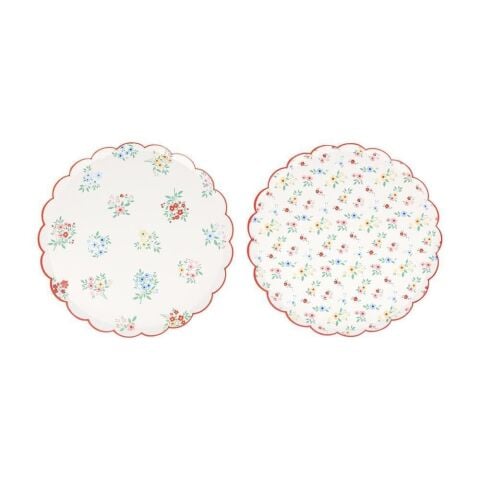Meri Meri - Ditsy Posy Çiçekli Tabaklar - M - 8 Adet