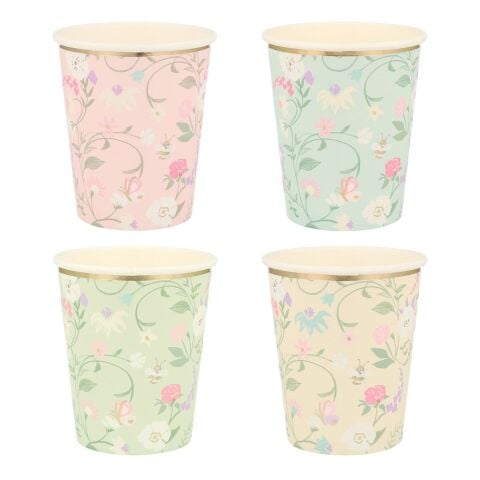 Meri Meri - Ladurée Paris Floral Cups - Ladurée Paris Çiçekli Bardaklar - 8'li