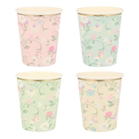Meri Meri - Ladurée Paris Floral Cups - Ladurée Paris Çiçekli Bardaklar - 8'li