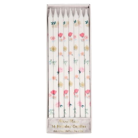 Meri Meri - Tapered Floral Candles - Çiçek Desenli Mumlar