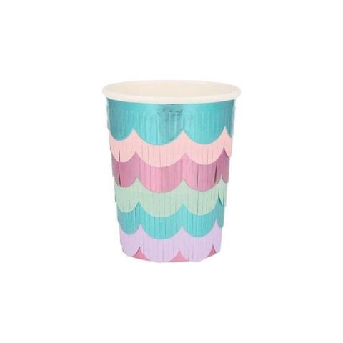Meri Meri - Mermaid Scalloped Fringe Cups - Deniz Kızı Püsküllü Bardaklar