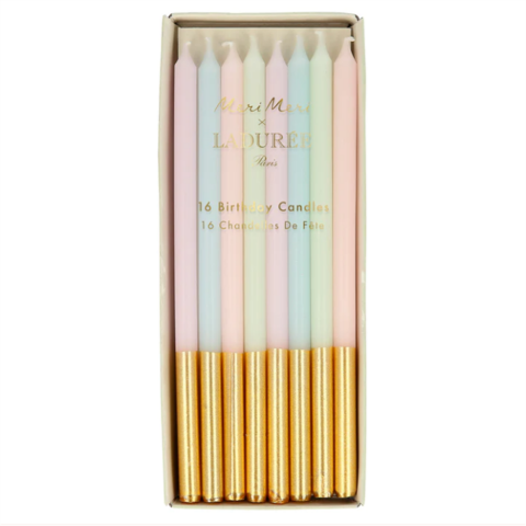 Meri Meri - Ladurée Paris Gold Leaf Candles - Laduree Paris Altın Detaylı Mumlar (16'Lı)