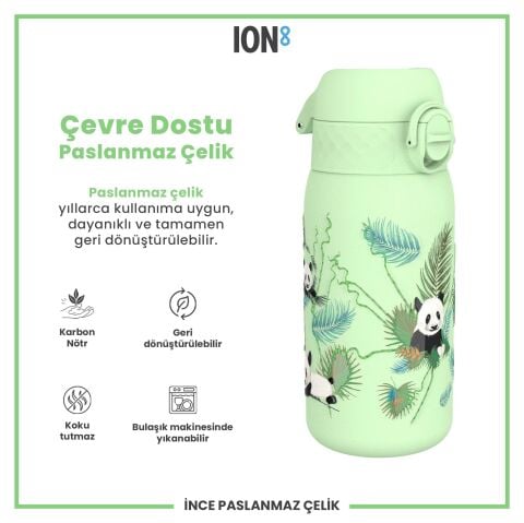 Ion8 - Paslanmaz Çelik Çocuk Suluk - Panda - 400 ml - Sızdırmaz