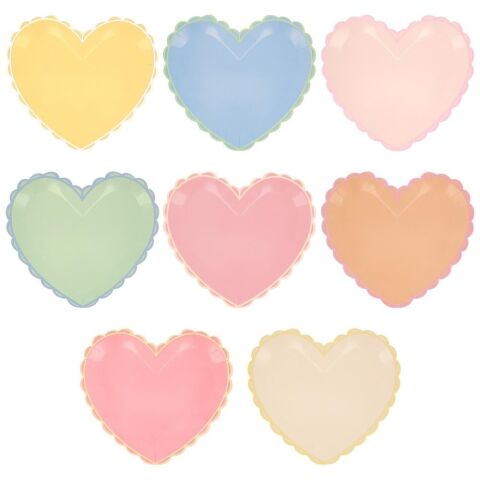 Meri Meri - Pastel Ton Kalp Tabaklar (L) (8'li)