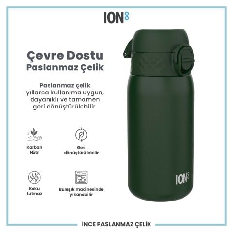 Ion8 - Paslanmaz Çelik Çocuk Suluk - Koyu Yeşil - 400 ml - Sızdırmaz