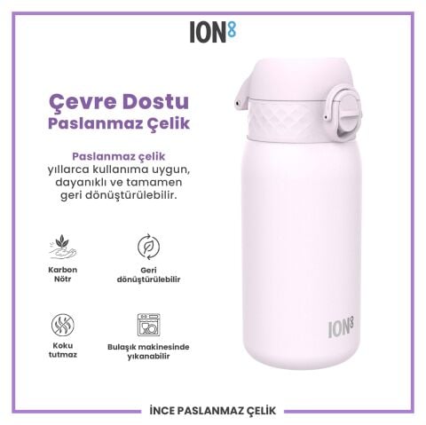 Ion8 - Paslanmaz Çelik Çocuk Suluk - Leylak - 400 ml - Sızdırmaz