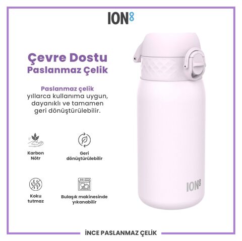 Ion8 - Paslanmaz Çelik Çocuk Suluk - Leylak - 400 ml - Sızdırmaz