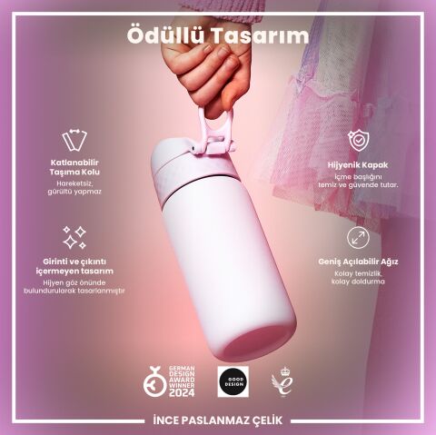 Ion8 - Paslanmaz Çelik Çocuk Suluk - Leylak - 400 ml - Sızdırmaz
