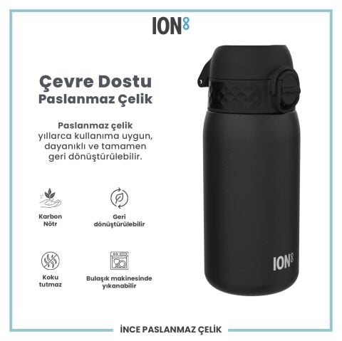 Ion8 - Paslanmaz Çelik Çocuk Suluk - Siyah - 400 ml - Sızdırmaz