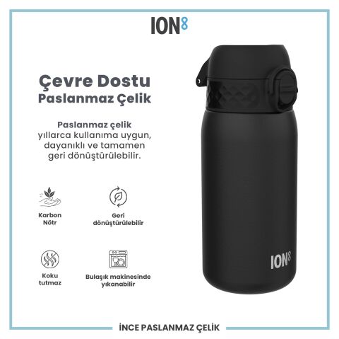 Ion8 - Paslanmaz Çelik Çocuk Suluk - Siyah - 400 ml - Sızdırmaz