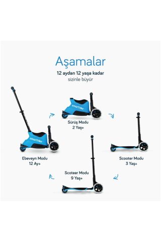 SmarTrike Xtend Büyüyebilen Ride On Scooter (12 Ay - 12 Yaş) - Blue