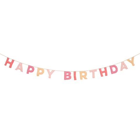 Meri Meri - Happy Birthday Keçe Asılan Süs - Pembe