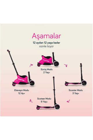 SmarTrike Xtend Büyüyebilen Ride On Scooter (12 Ay - 12 Yaş) - Pink
