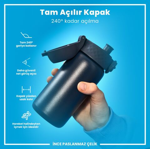 Ion8 - Paslanmaz Çelik Çocuk Suluk - Koyu Lavicert - 400 ml - Sızdırmaz