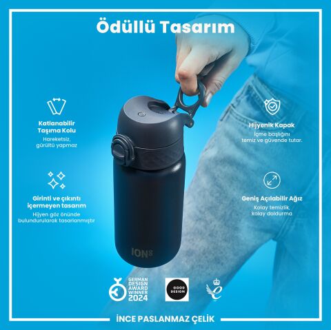 Ion8 - Paslanmaz Çelik Çocuk Suluk - Koyu Lavicert - 400 ml - Sızdırmaz