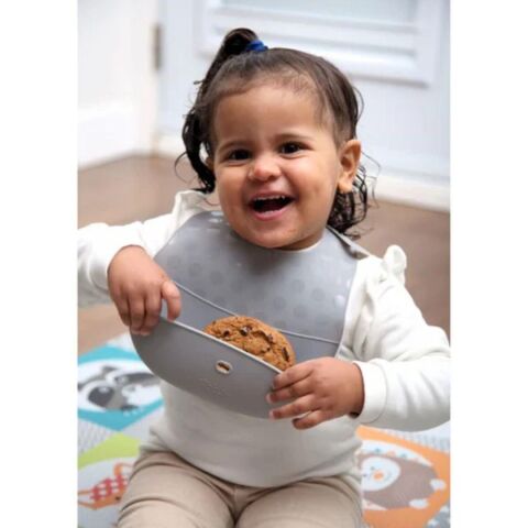 Bblüv Pöket Katlanabilir Silikon Önlük ve Beslenme Seti - Mavi