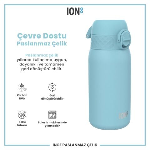 Ion8 - Paslanmaz Çelik Çocuk Suluk - Alaska Mavisi - 400 ml - Sızdırmaz