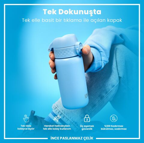 Ion8 - Paslanmaz Çelik Çocuk Suluk - Alaska Mavisi - 400 ml - Sızdırmaz