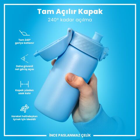 Ion8 - Paslanmaz Çelik Çocuk Suluk - Alaska Mavisi - 400 ml - Sızdırmaz