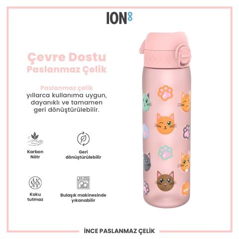 Ion8 - İnce Suluk - Kediler - 500 ml - Sızdırmaz - BPA İçermeyen