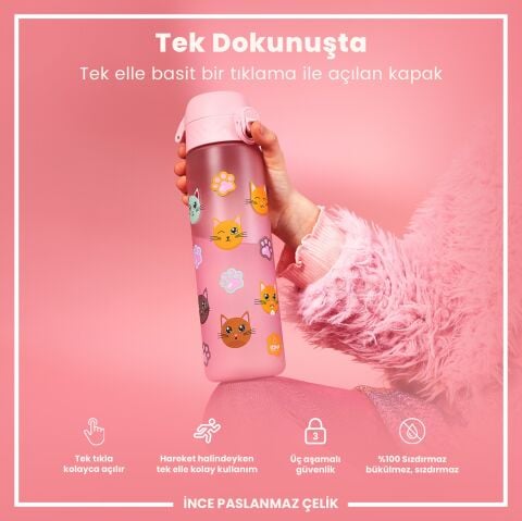 Ion8 - İnce Suluk - Kediler - 500 ml - Sızdırmaz - BPA İçermeyen