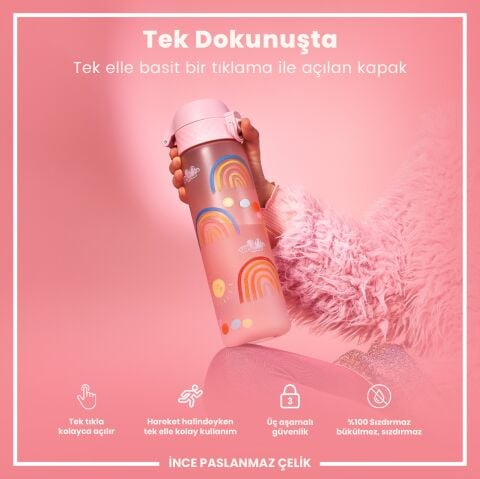 Ion8 - İnce Suluk - Gökkuşağı - 500 ml - Sızdırmaz - BPA İçermeyen