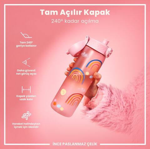 Ion8 - İnce Suluk - Gökkuşağı - 500 ml - Sızdırmaz - BPA İçermeyen