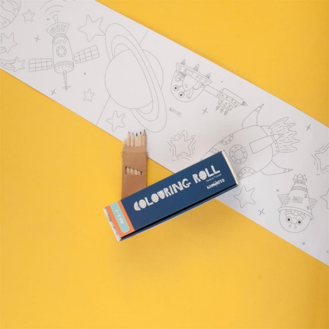 Kidmosfer Boyama Rulosu - Uzay Macerası Colouring Roll Space Travel