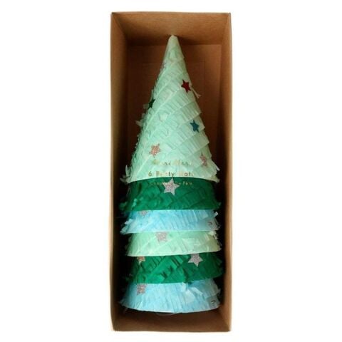 Meri Meri - Fringed Christmas Tree Party Hats - Püsküllü Çam Ağacı Parti Şapkaları