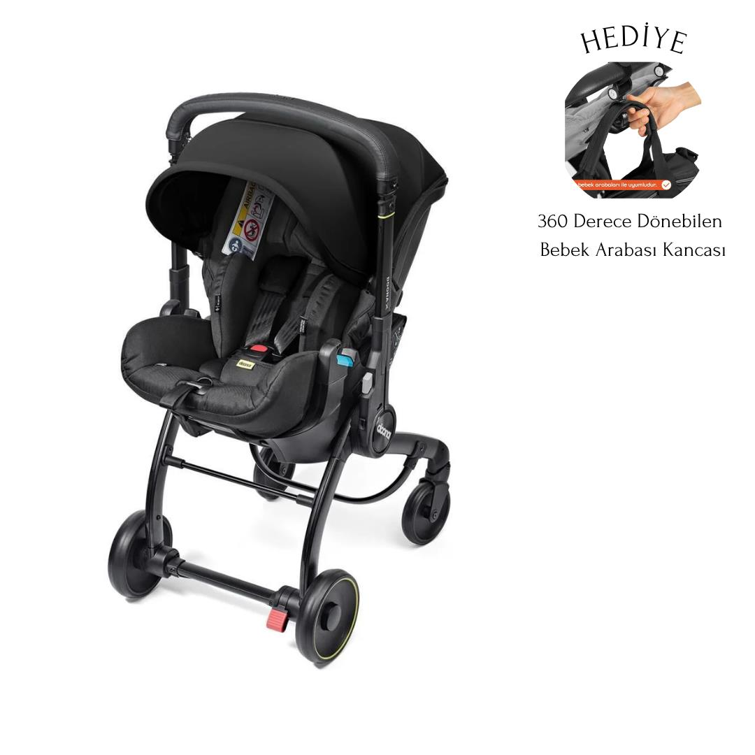 Doona X Bebek Arabasına Dönüşen Tekerlekli Gr 0 i-Size 3 Yatış Pozisyonlu Ana Kucağı Oto Koltuğu - Nitro Black