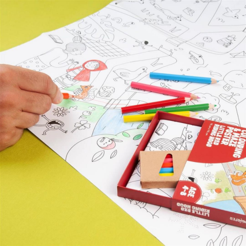 Kidmosfer Boyama ve Labirent Poster - Kırmızı Başlıklı Kız