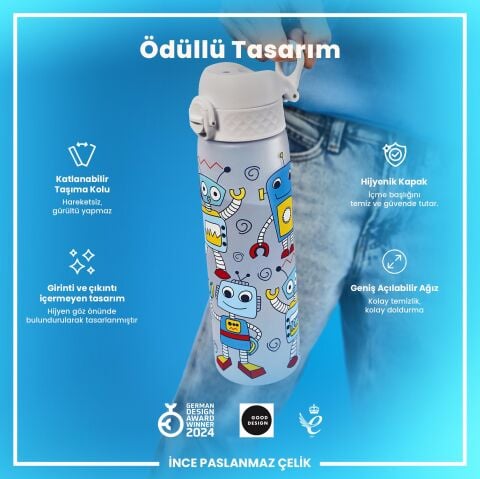 Ion8 - İnce Suluk - Robotlar - 500 ml - Sızdırmaz - BPA İçermeyen