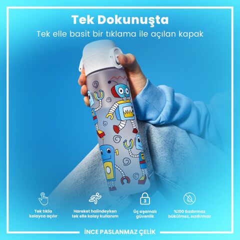 Ion8 - İnce Suluk - Robotlar - 500 ml - Sızdırmaz - BPA İçermeyen