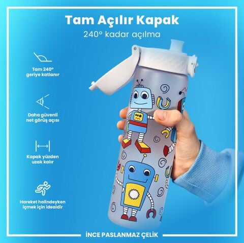 Ion8 - İnce Suluk - Robotlar - 500 ml - Sızdırmaz - BPA İçermeyen