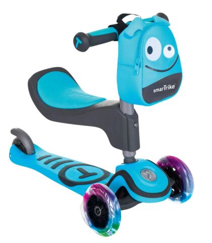 SmarTrike T1 3’ü 1 Arada Oturaklı ve Çantalı Çocuk Scooterı (15 Ay - 5 Yaş) - Blue
