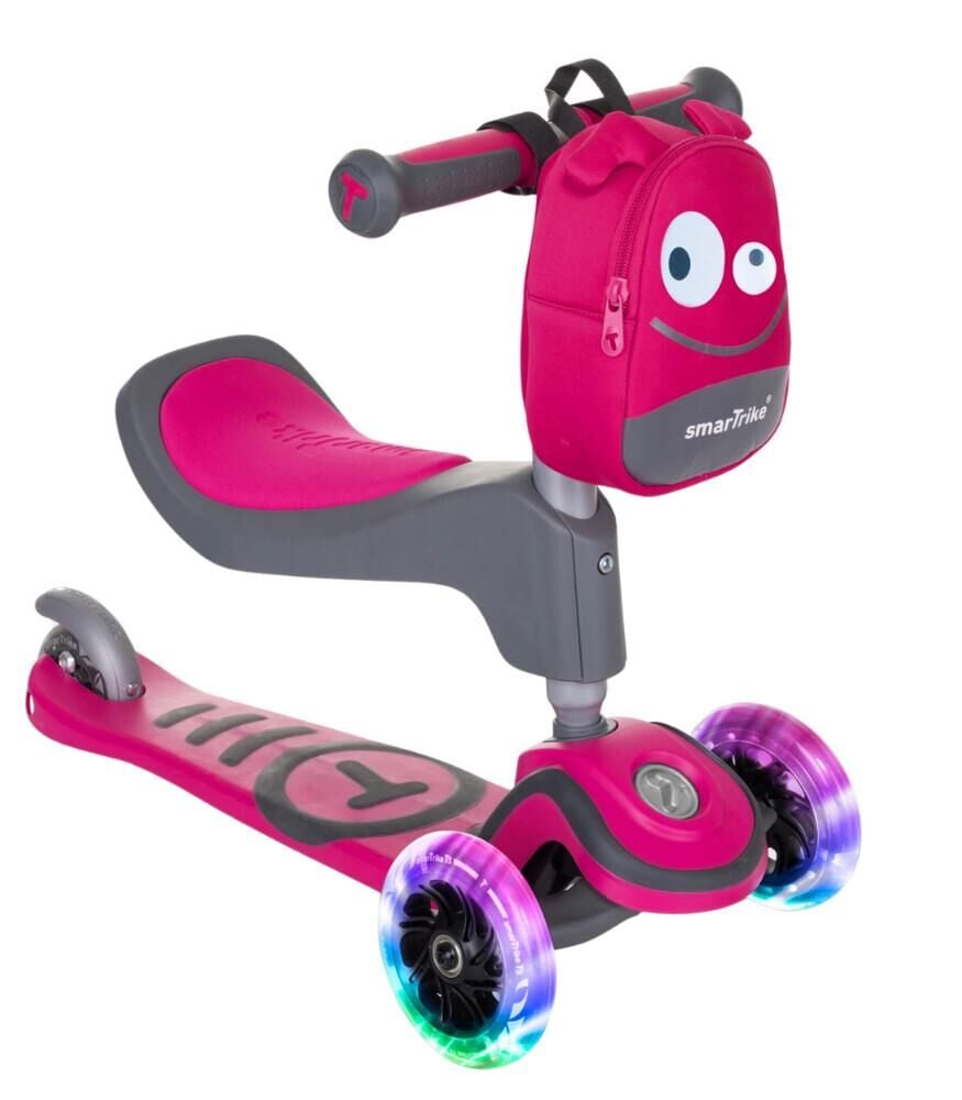 SmarTrike T1 3’ü 1 Arada Oturaklı ve Çantalı Çocuk Scooterı (15 Ay - 5 Yaş) - Pink