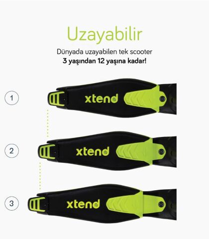 SmarTrike Xtend 3 Aşamalı (3-12 Yaş) Büyüyebilen Çocuk Scooterı - Lime