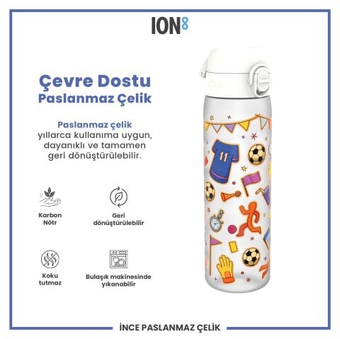 Ion8 - İnce Suluk - Futbol - 500 ml - Sızdırmaz - BPA İçermeyen