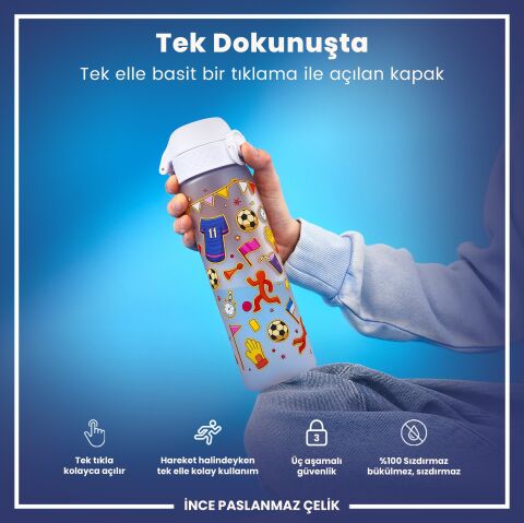 Ion8 - İnce Suluk - Futbol - 500 ml - Sızdırmaz - BPA İçermeyen