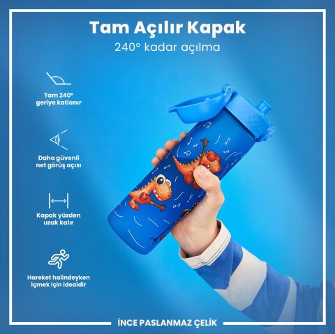 Ion8 - İnce Suluk - Şarkıcı Dino - 500 ml - Sızdırmaz - BPA İçermeyen