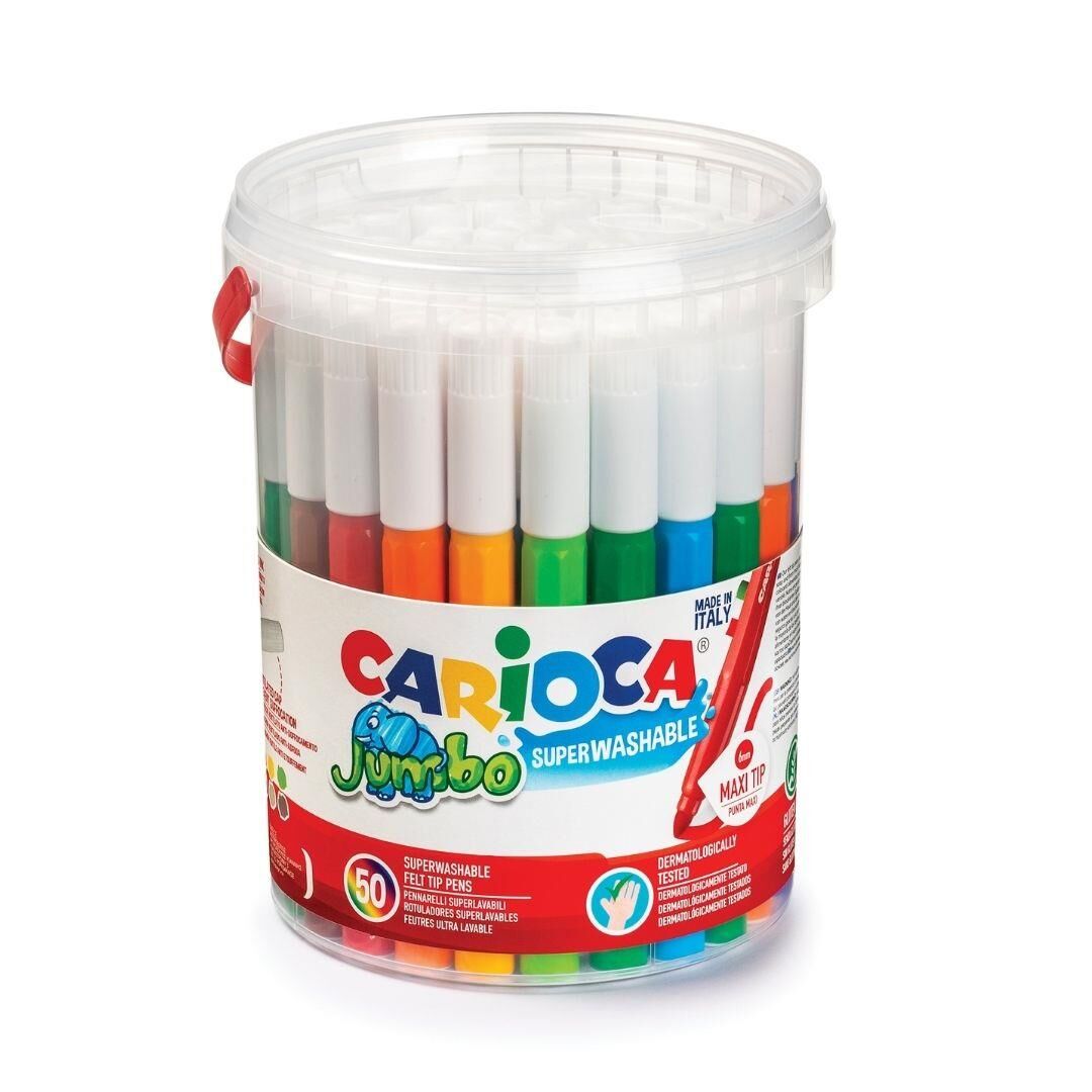 Carioca Jumbo Süper Yıkanabilir Keçeli Boya Kalemi 50'li